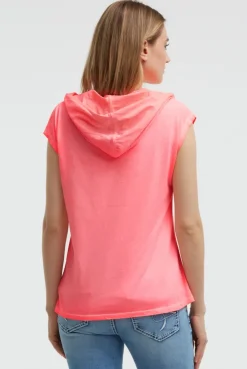 Ärmelloses Kapuzenshirt mit Wording Print neon flame