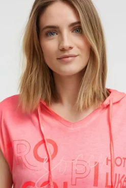 Ärmelloses Kapuzenshirt mit Wording Print neon flame