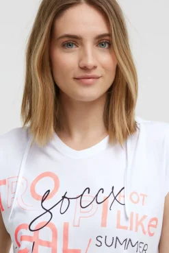 Ärmelloses Kapuzenshirt mit Wording Print opticwhite