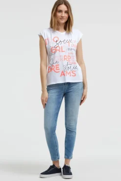 Ärmelloses Kapuzenshirt mit Wording Print opticwhite