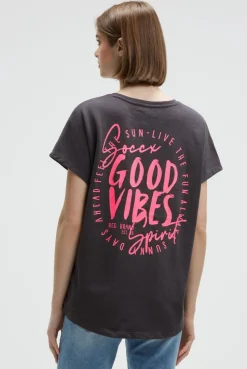 Ärmelloses Oversized Shirt mit Label Print charcoal mist | S