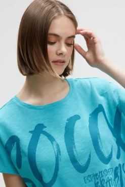 Ärmelloses Oversized Shirt mit Label Print ocean flash