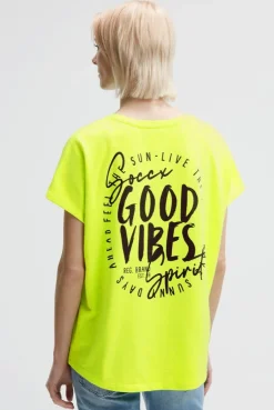 Ärmelloses Oversized Shirt mit Label Print electric lemon