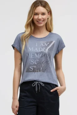 Ärmelloses Shirt mit Folienprint blue grey