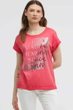 Ärmelloses Shirt mit Folienprint red orange