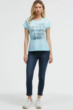 Ärmelloses Shirt mit Folienprint summer aqua
