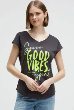 Ärmelloses Shirt mit V-Ausschnitt und Prints charcoal mist | XS