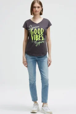 Ärmelloses Shirt mit V-Ausschnitt und Prints charcoal mist | XS