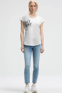 Ärmelloses Shirt mit V-Ausschnitt und Prints opticwhite