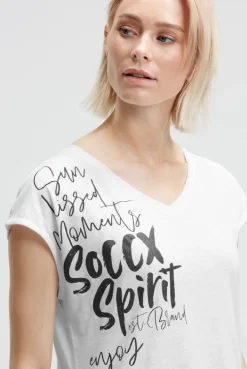 Ärmelloses Shirt mit V-Ausschnitt und Prints opticwhite