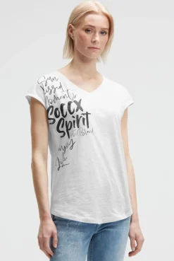 Ärmelloses Shirt mit V-Ausschnitt und Prints opticwhite