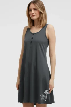 Ärmelloses Strandkleid mit Label Print grey bay