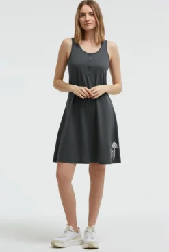 Ärmelloses Strandkleid mit Label Print grey bay