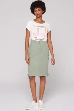 Rock im Cargo-Stil mit Raffungen faded olive