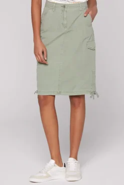 Rock im Cargo-Stil mit Raffungen faded olive