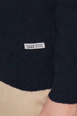 Rundhalspullover aus Baumwollstrick blue navy