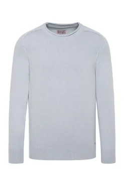 Rundhalspullover aus Baumwollstrick smokey mint