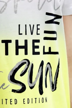 Rundhalsshirt Dip Dye mit Glitter Print opticwhite