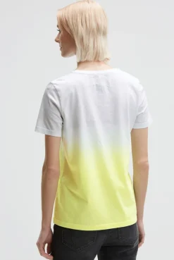 Rundhalsshirt Dip Dye mit Glitter Print opticwhite