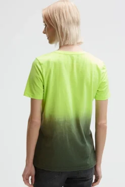 Rundhalsshirt Dip Dye mit Glitter Print electric lemon | S