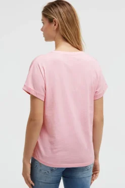 Rundhalsshirt mit Label Print french rose