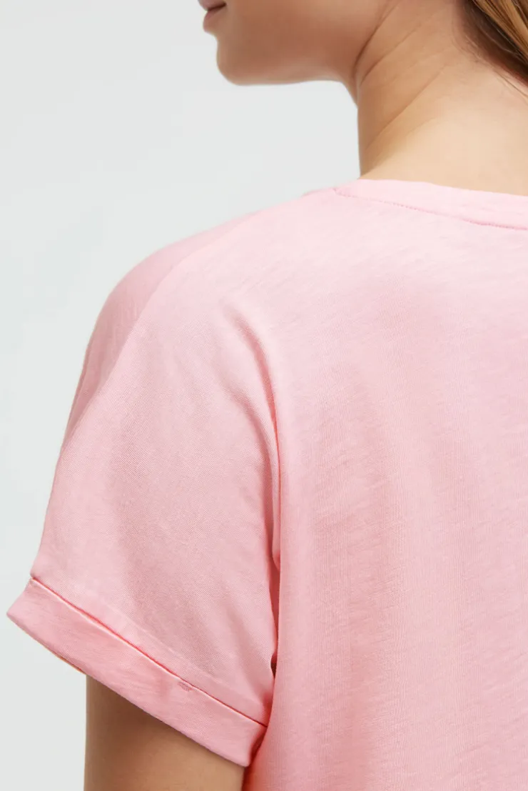 Rundhalsshirt mit Label Print french rose