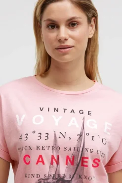 Rundhalsshirt mit Label Print french rose