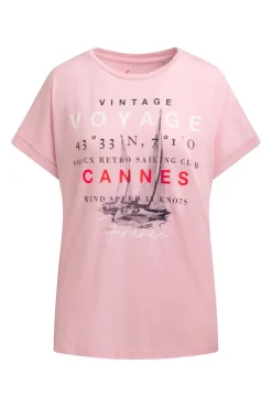 Rundhalsshirt mit Label Print french rose