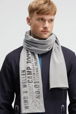 Schal aus Jersey mit Label Print grey melange