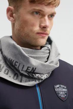 Schal aus Jersey mit Label Print grey melange