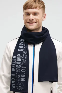 Schal aus Jersey mit Label Print blue navy