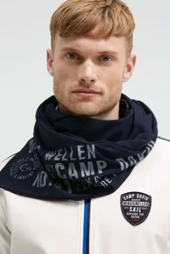 Schal aus Jersey mit Label Print blue navy