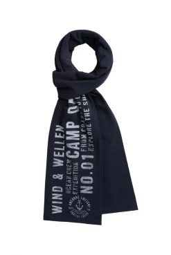Schal aus Jersey mit Label Print blue navy