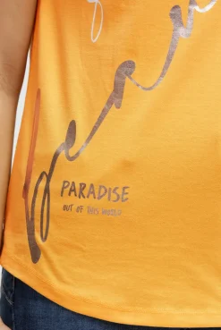 Shirt im Materialmix mit Schulterraffung fresh mango