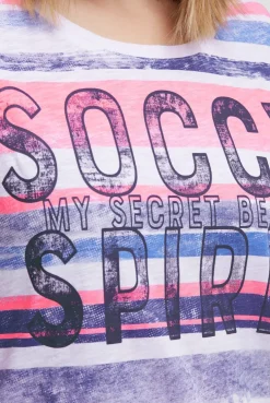 Shirt mit Logo- und Streifenprint neon pink