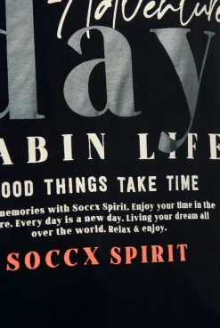 Shirt mit verkürzten Ärmeln und Label Print black