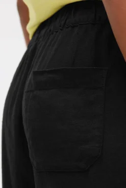 Shorts aus Leinen-Mix black