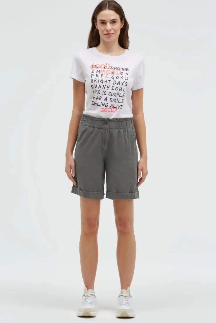 Shorts aus Leinen-Mix cool khaki