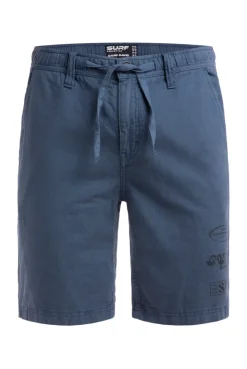 Shorts aus Leinen-Mix mit Label Print harbour blue