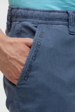 Shorts aus Leinen-Mix mit Label Print harbour blue
