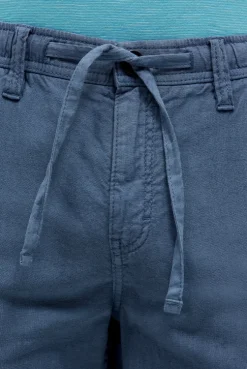 Shorts aus Leinen-Mix mit Label Print harbour blue
