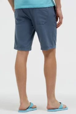 Shorts aus Leinen-Mix mit Label Print harbour blue