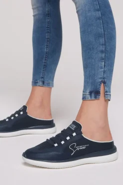 Slip On Sneaker aus Mesh-Textil navy