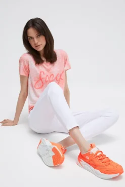 Slip On Sneaker im tonigen Materialmix neon orange