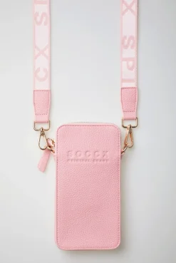 Smartphone-Tasche mit Logo und Intarsia-Webriemen french rose