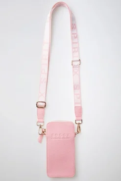 Smartphone-Tasche mit Logo und Intarsia-Webriemen french rose
