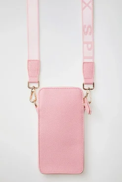 Smartphone-Tasche mit Logo und Intarsia-Webriemen french rose