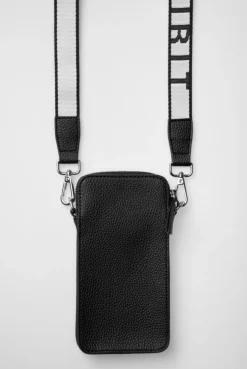 Smartphone-Tasche mit Logo und Intarsia-Webriemen black