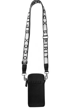 Smartphone-Tasche mit Logo und Intarsia-Webriemen black