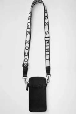 Smartphone-Tasche mit Logo und Intarsia-Webriemen black